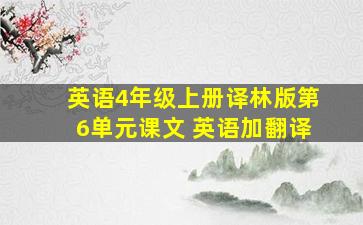 英语4年级上册译林版第6单元课文 英语加翻译